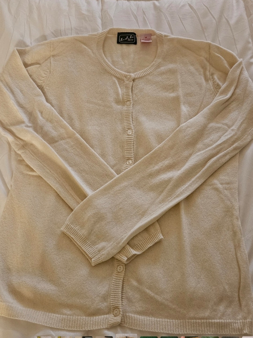 Vintage Cashmere Blend Cream Button-Front Lightweight Cardigan. Cottagecore